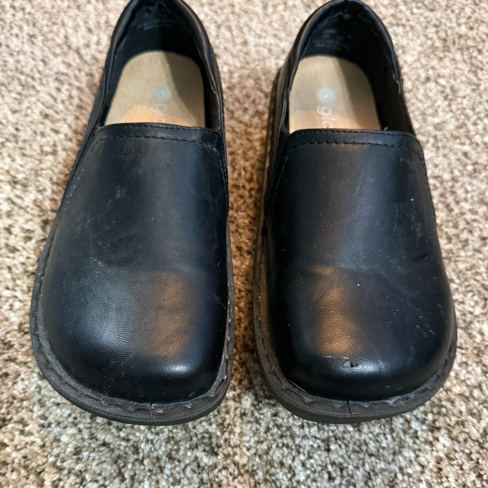 Alegria Black Leather Mules